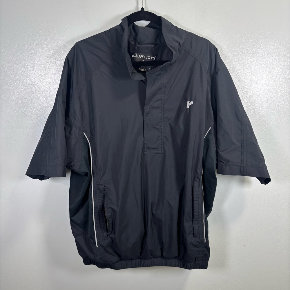 DryJoys FootJoy Black Half-Zip Short Sleeve Windbreaker Sz L
